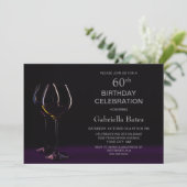 Invitation Black Purple 60e Anniversaire Vin Glass Party (Debout devant)