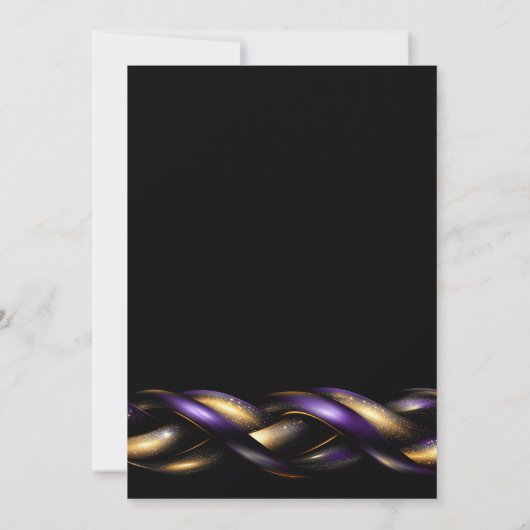 Invitation Black Purple Gold 70e fête d'anniversaire (Dos)