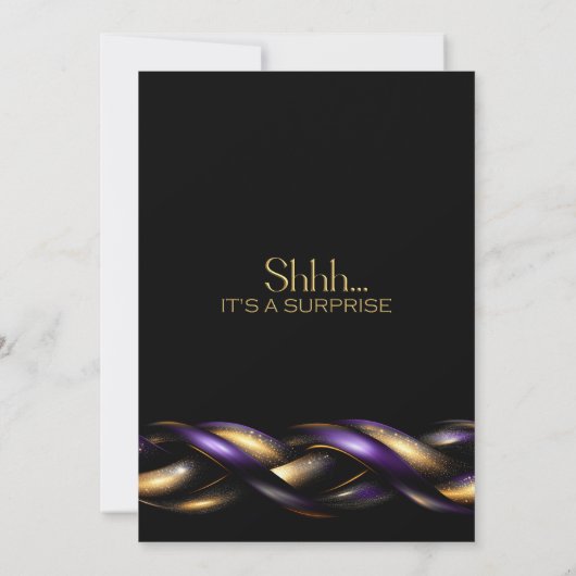 Invitation Black Purple Gold Surprise 21e fête d'anniversaire (Dos)
