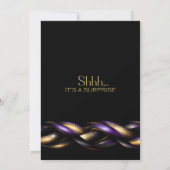 Invitation Black Purple Gold Surprise 65e anniversaire fête (Dos)