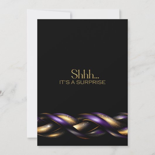 Invitation Black Purple Gold Surprise 90e anniversaire (Dos)