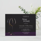 Invitation Black Purple House Wine Glass Party (Debout devant)