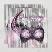 Invitation Black Purple Masquerade (Devant / Derrière)