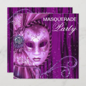 Invitation Black Purple Masquerade (Devant / Derrière)