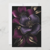 Invitation Black Purple Rose Floral 21ème anniversaire (Dos)
