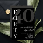 Invitation Black QUARANTE 40ème anniversaire minimaliste<br><div class="desc">Invitation minimaliste Black White QUARANTE 40e anniversaire de fête. Moderne Elégante Calligraphie QUARANTE 40e Anniversaire Invitation Turning 40 n'a jamais été aussi bon 🎉 Faites démarrer la fête correctement avec notre Moderne Elégante Calligraphie Noir et Blanc 40e Anniversaire Invitation. Pas d'invitations basiques ici, seulement du raffinement chic ! #Turning40 #BirthdayCelebration...</div>