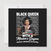Invitation Black Queen Masters Degree Graduation Educated  (Devant)