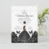 Invitation Black Quinceañera 15 Anos Fleurs Parties scintilla (Debout devant)