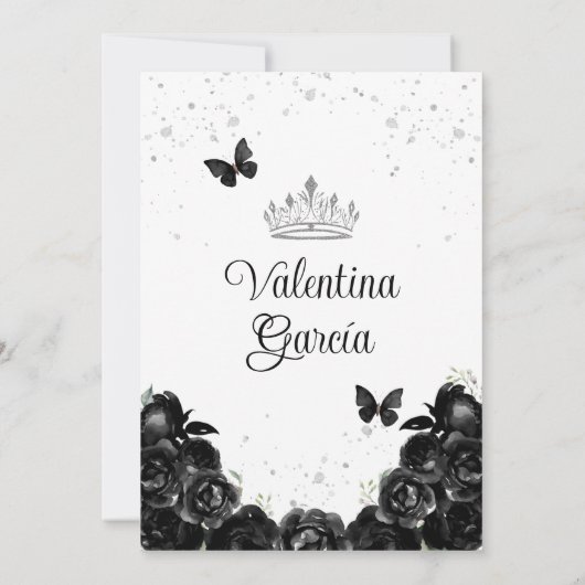 Invitation Black Quinceañera 15 Anos Fleurs Parties scintilla (Dos)