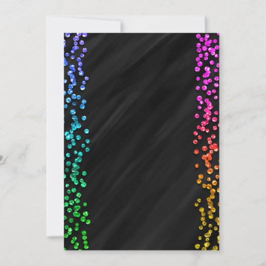 Invitation Black Rainbow Sparkle Parties scintillant Confetti (Dos)