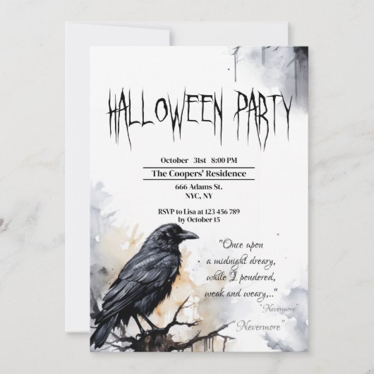 Invitation Black Raven Halloween (Devant)