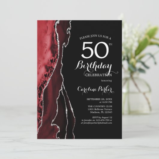 Invitation Black Red Agate 50e anniversaire (Debout devant)