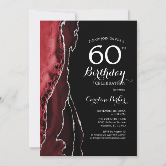Invitation Black Red Agate 60e anniversaire (Devant)