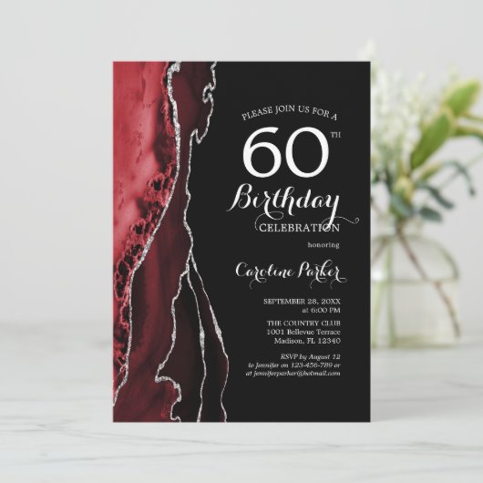 Invitation Black Red Agate 60e anniversaire (Debout devant)