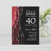 Invitation Black Red Agate Surprise 40e anniversaire (Debout devant)