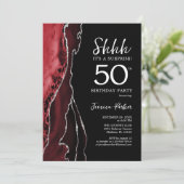 Invitation Black Red Agate Surprise 50e anniversaire (Debout devant)