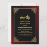 Invitation Black Red avec Gold Frame 90th Birthday Dinner<br><div class="desc">Diner soirée Black 90e anniversaire avec un cadre doré orné avec une bordure extérieure à l'ombre rouge pour compléter le design créant une invitation dynamique pour votre occasion spéciale.</div>