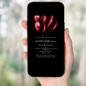 Invitation Black red balloons birthday
