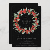 Invitation Black Red Berries+Eucalyptus Wreath (Devant / Derrière)