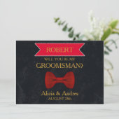 Invitation Black & Red Bow Serez-vous mon Groomsman? (Debout devant)