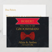 Invitation Black & Red Bow Serez-vous mon Groomsman? (Devant / Derrière)