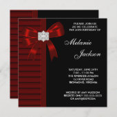 Invitation Black Red Bow Womans 30e fête d'anniversaire (Devant / Derrière)