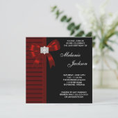 Invitation Black Red Bow Womans 30e fête d'anniversaire (Debout devant)