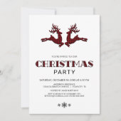 Invitation Black Red Buffalo Plaid Deer Christmas Party (Devant)