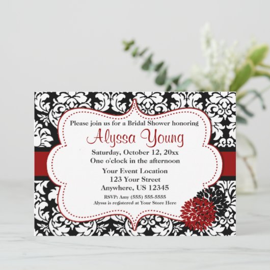Invitation Black Red Damask (Debout devant)