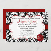 Invitation Black Red Damask (Devant / Derrière)