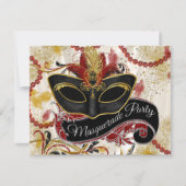Invitation Black Red et Gold Masquerade Party (Devant)