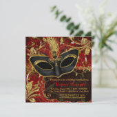 Invitation Black Red et Gold Masquerade Party (Debout devant)