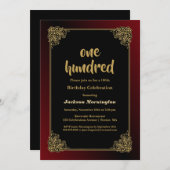 Invitation Black Red Gold 100e anniversaire (Devant / Derrière)