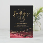 Invitation Black Red Gold Agate Anniversaire N'importe quel â (Debout devant)