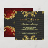 Invitation Black Red & Gold Elegant Fête des mariées Invitati (Devant / Derrière)
