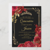 Invitation Black Red Gold Quinceanera (Devant)