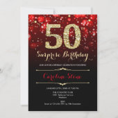 Invitation Black Red Gold Surprise 50e anniversaire (Devant)