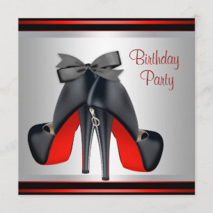 Invitation Black Red High Heel Shots Anniversaire