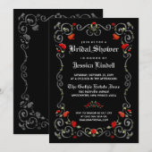 Invitation Black & Red LOVE Halloween Fête des mariées gothiq (Devant / Derrière)