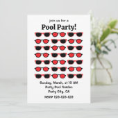 Invitation Black Red Lunettes de soleil Summer Pool Party (Debout devant)