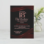 Invitation Black Red moderne 18e fête d'anniversaire (Debout devant)