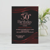 Invitation Black Red moderne 30th Birthday Party (Debout devant)