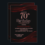Invitation Black Red moderne 70th Birthday Party<br><div class="desc">Invitation vos amis et proches pour célébrer votre 70e anniversaire avec cette élégante invitation de fête d'anniversaire en noir et rouge.</div>