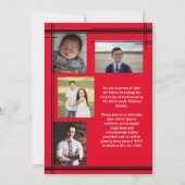 Invitation Black Red School Couleur Graduation Photo Plaid (Dos)