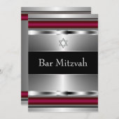 Invitation Black Red Star de David Bar Mitzvah Modèle (Devant / Derrière)