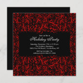 Invitation Black & Red Vintage Holiday Party (Devant / Derrière)