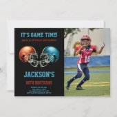 Invitation Black Red vs Blue Photo Football Anniversaire (Devant)