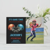 Invitation Black Red vs Blue Photo Football Anniversaire (Debout devant)