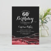 Invitation Black Red White Agate 60e anniversaire (Debout devant)
