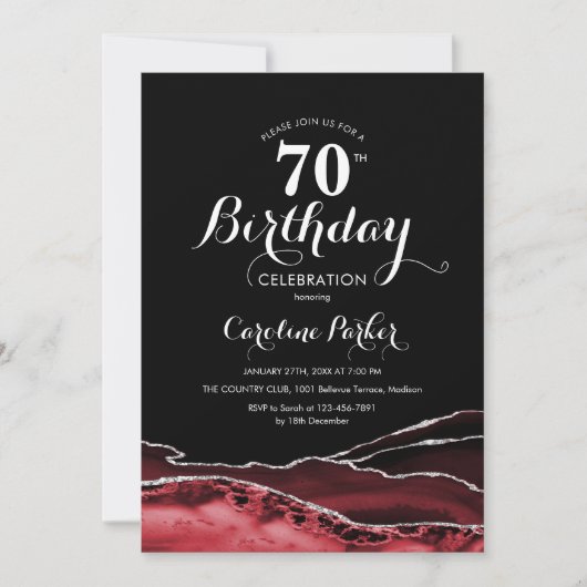 Invitation Black Red White Agate 70e anniversaire (Devant)